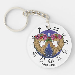 Gemini & Aquarius BFF Keychain Gift