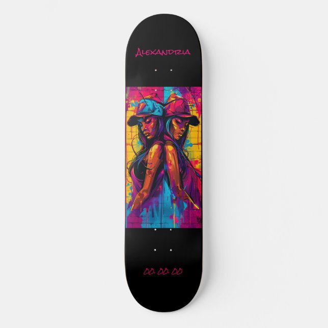 Gemini Astrology Grafitti Personalised  Skateboard (Front)