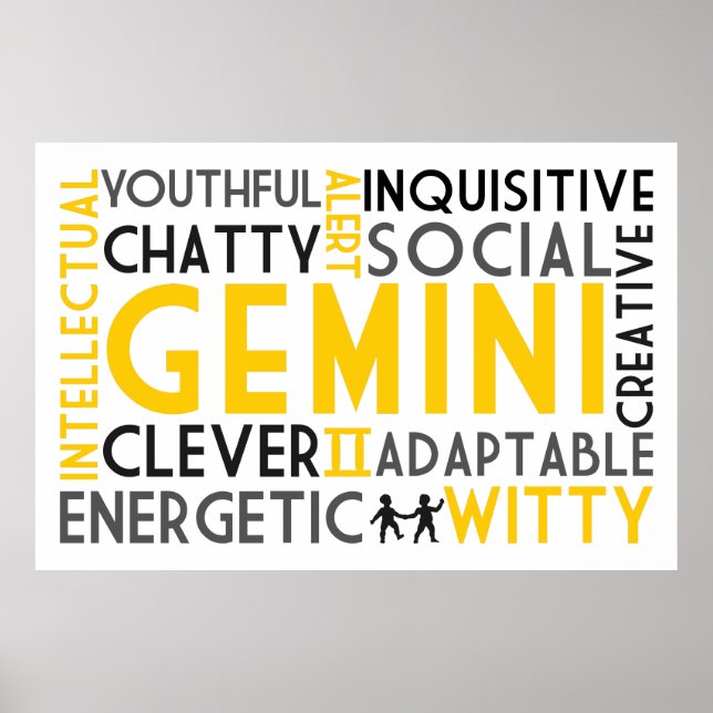 Gemini Astrology Word Collage Print (Front)