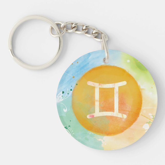 Gemini Astrology Zodiac Keychain – Playful Spirit (Front)