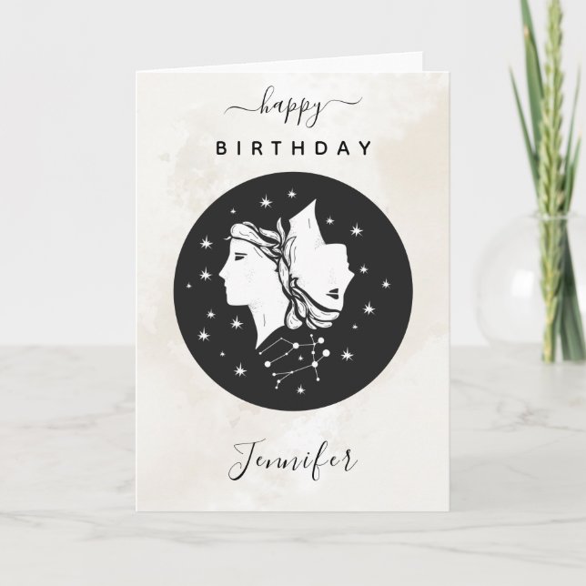 Gemini Astrology Zodiac Star Sign Horoscope Chic Card (Front)