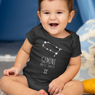 Gemini Birth Sign   Zodiac Constellation Baby Bodysuit