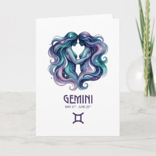 Gemini Birthday Card. Zodiac Astrology Card