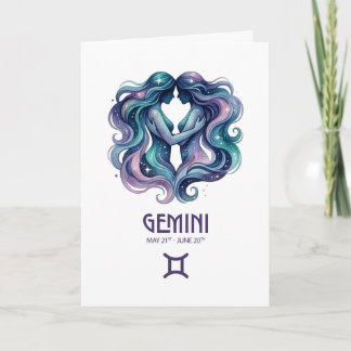 Gemini Birthday Card. Zodiac Astrology Card