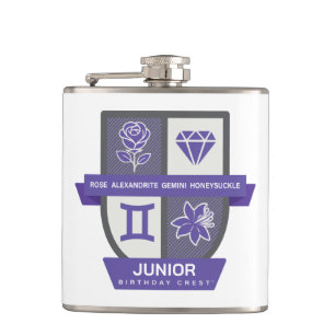 Gemini Birthday Crest™ for June 1-21 Hip Flask