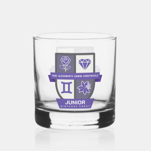 Gemini Birthday Crest™ for June 1-21 Whiskey Glass