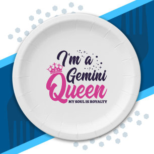 Gemini Birthday Queen Astrology Zodiac Sign Soul Paper Plate