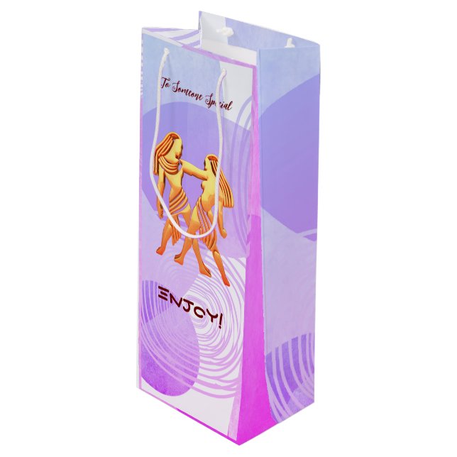 Gemini Birthday -  Wine Gift Bag (Front Angled)