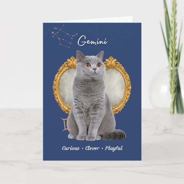 Gemini Cat Birthday Card (Front)