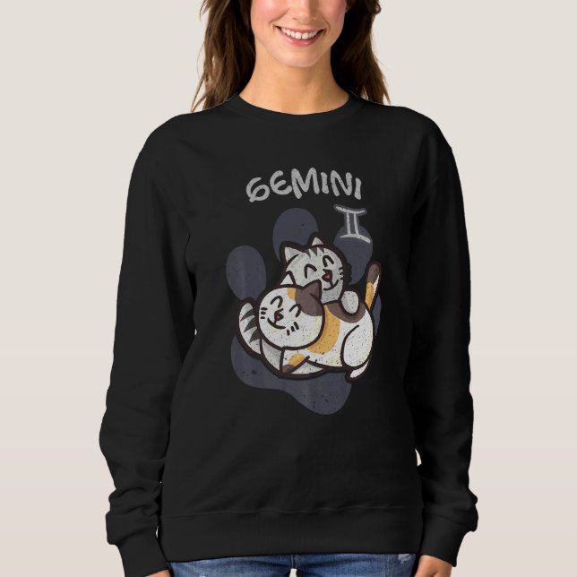 Gemini Cat Zodiac Sign Astrology Kitten Cats Horos Sweatshirt (Front)
