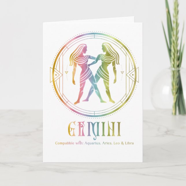Gemini Compatibility Birthday Greeting Card (Front)