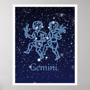 Gemini Constellation and Zodiac Sign with Stars