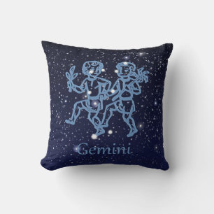 Gemini Constellation and Zodiac Sign with Stars Cushion
