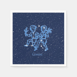 Gemini Constellation and Zodiac Sign with Stars Napkin