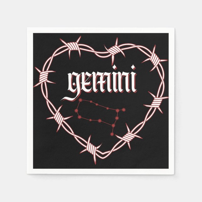 Gemini Constellation Gothic Dark Celestial Art Napkin (Front)