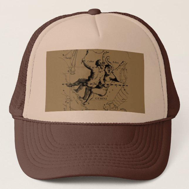 Gemini Constellation Hevelius 1690 Engraving Trucker Hat (Front)