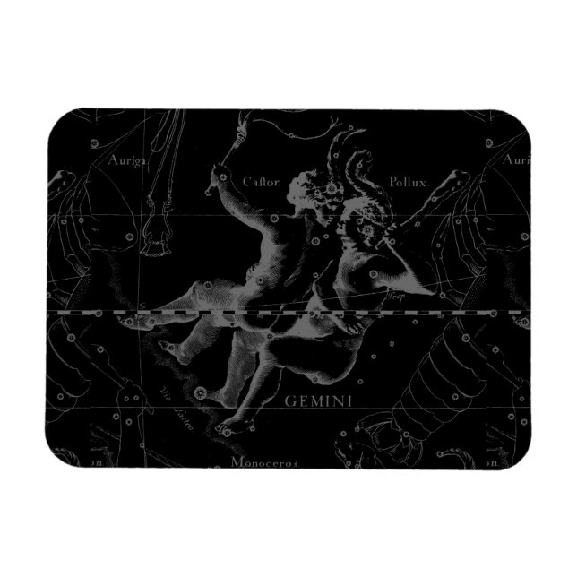 Gemini Constellation Map Engraving by Hevelius Magnet (Horizontal)
