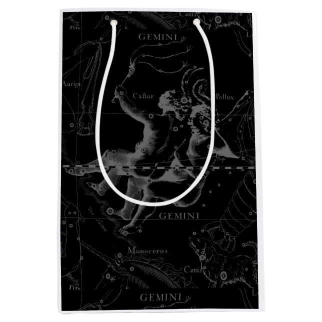Gemini Constellation Map Engraving by Hevelius Medium Gift Bag (Front)