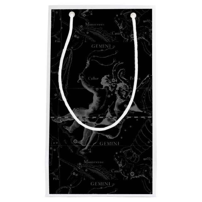 Gemini Constellation Map Engraving by Hevelius Small Gift Bag (Front)
