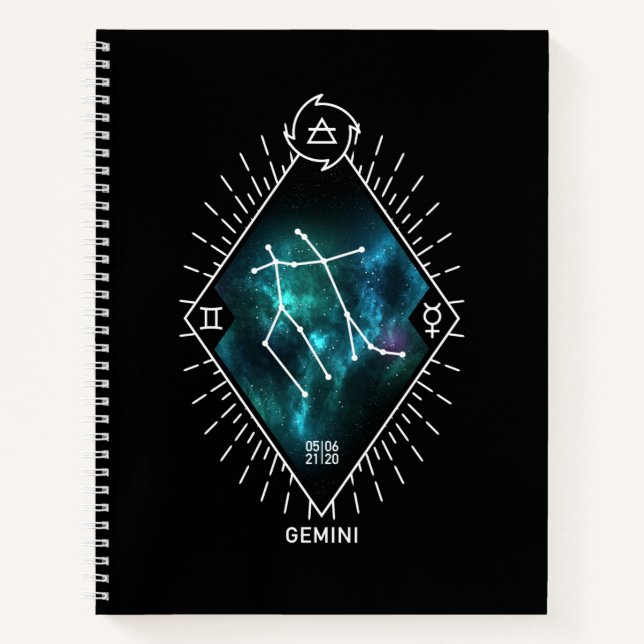 Gemini Constellation & Zodiac Symbol Notebook (Front)