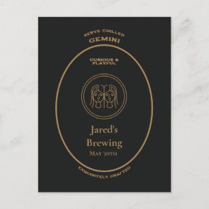 Gemini Curious Playful Personal Apothecary Label Postcard