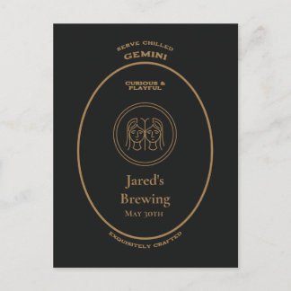 Gemini Curious Playful Personal Apothecary Label Postcard