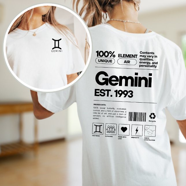 Gemini Custom Zodiac Astrology Birthday June T-Shirt (Creator Uploaded)