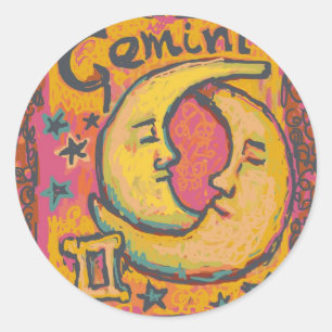 Gemini, Customisable Astrology Products Classic Round Sticker