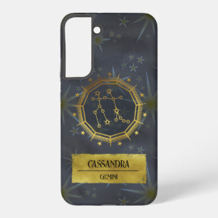 Gemini Dark Zodiac Astrology: Black & Gold Samsung Galaxy Case