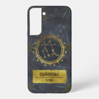 Gemini Dark Zodiac Astrology: Black & Gold Samsung Galaxy Case