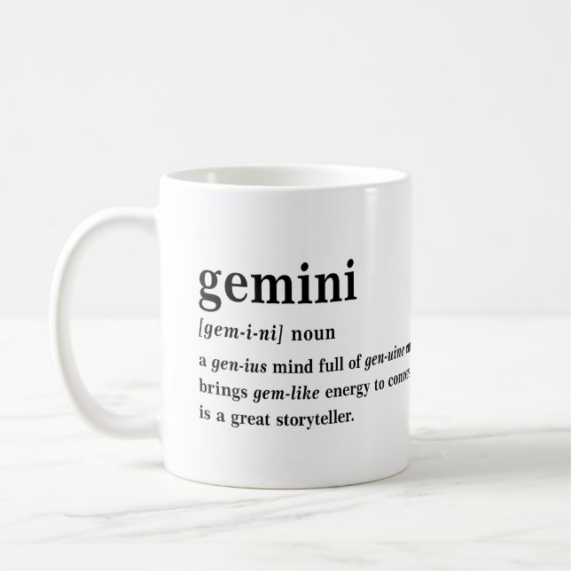 Gemini Definition Aesthetic Astrology Gift Coffee Mug (Left)
