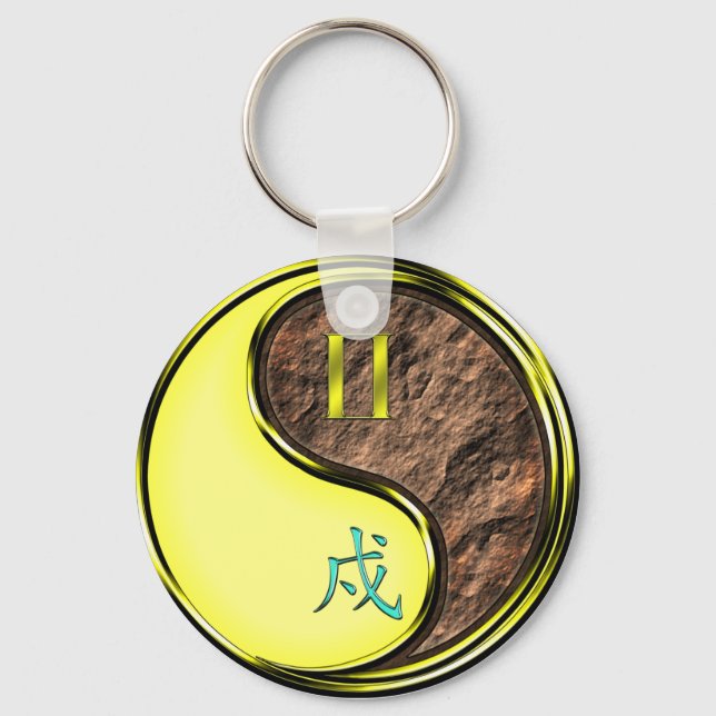 Gemini & Earth Dog Key Ring (Front)