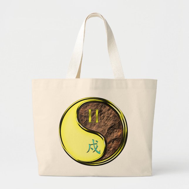 Gemini & Earth Dog Large Tote Bag (Front)