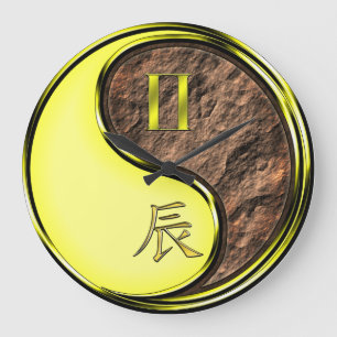 Gemini & Earth Dragon Large Clock