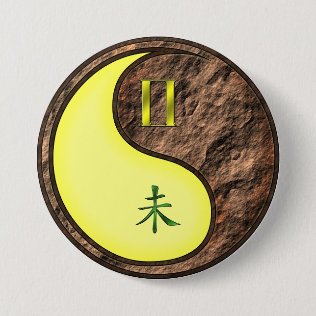 Gemini & Earth Goat 7.5 Cm Round Badge (Front)