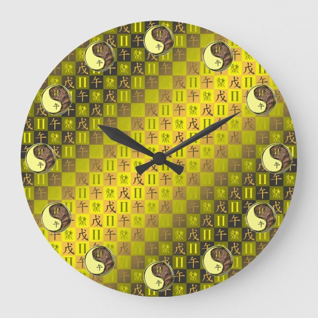 Gemini & Earth Horse Large Clock (Front)