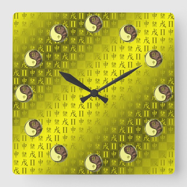 Gemini & Earth Monkey Square Wall Clock (Front)