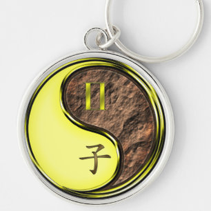 Gemini & Earth Rat Key Ring