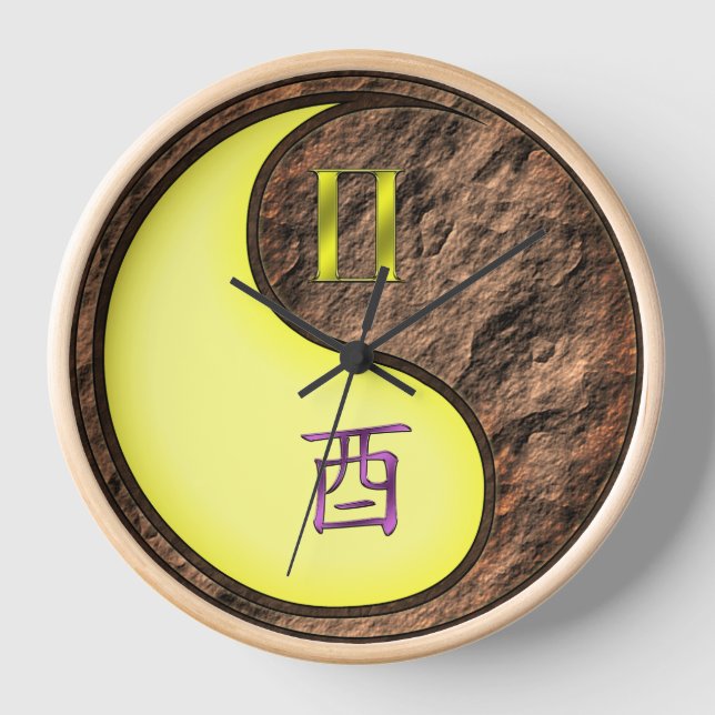 Gemini & Earth Rooster Clock (Front)