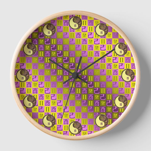 Gemini & Earth Rooster Clock (Front)