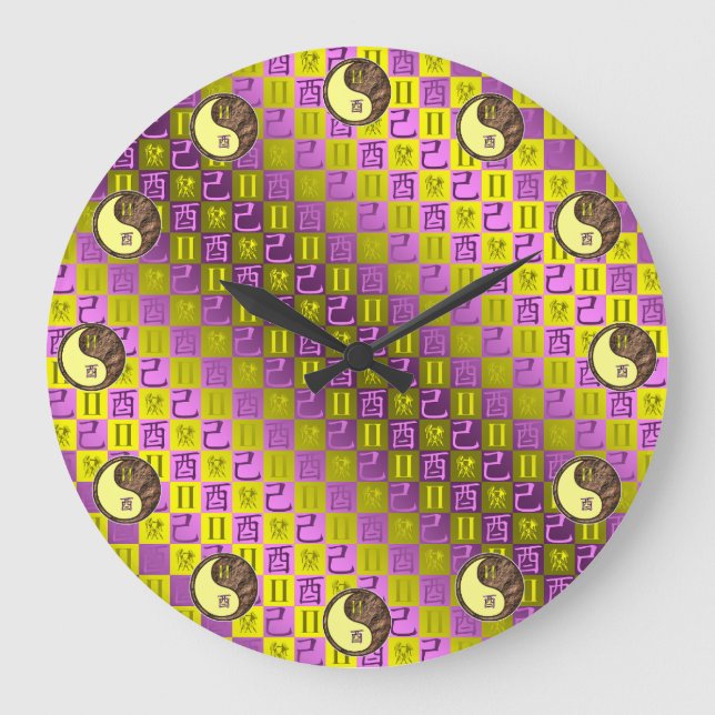 Gemini & Earth Rooster Large Clock (Front)