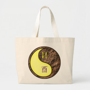 Gemini & Earth Rooster Large Tote Bag