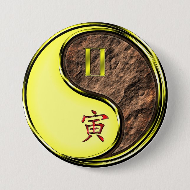 Gemini & Earth Tiger 7.5 Cm Round Badge (Front)