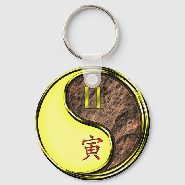 Gemini & Earth Tiger Key Ring (Front)