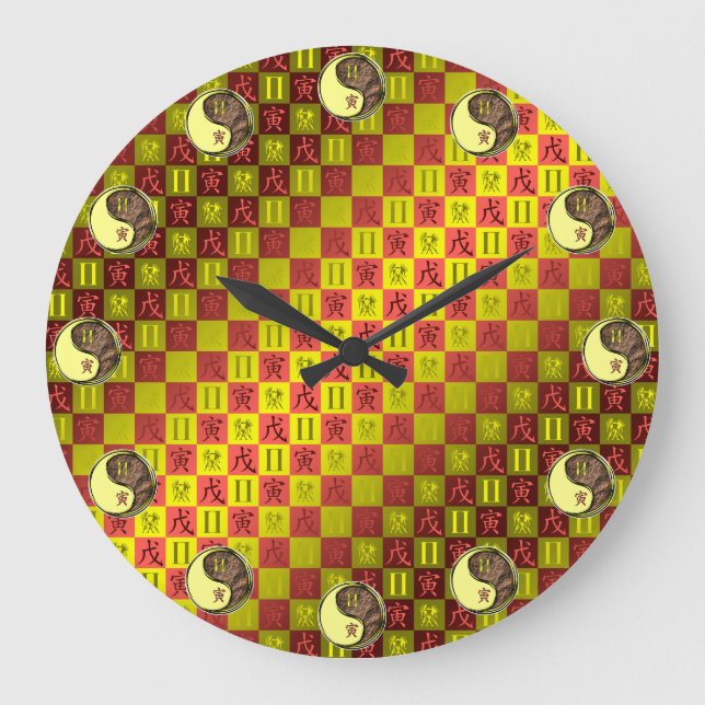 Gemini & Earth Tiger Large Clock (Front)