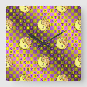 Gemini & Fire Boar Square Wall Clock