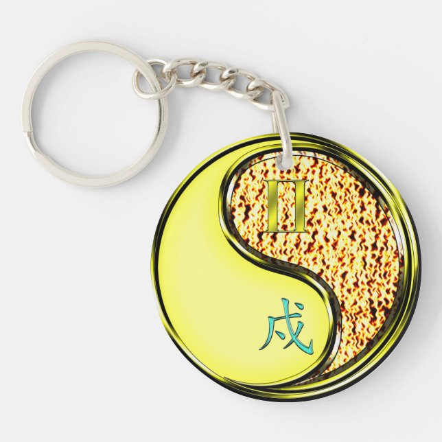 Gemini & Fire Dog Key Ring (Front)