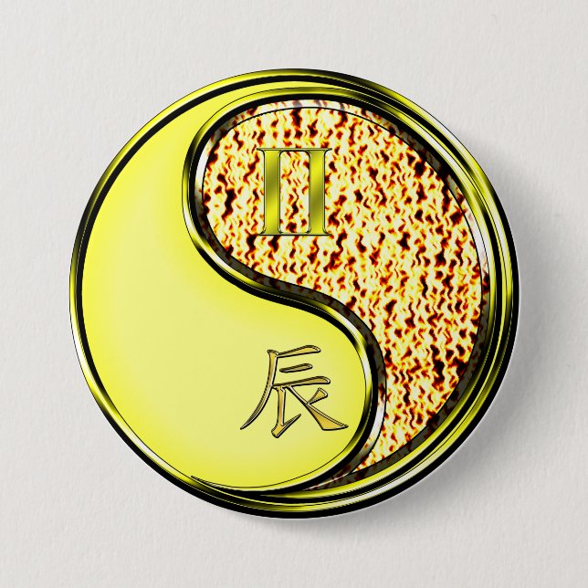 Gemini & Fire Dragon 7.5 Cm Round Badge (Front)
