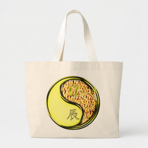 Gemini & Fire Dragon Large Tote Bag