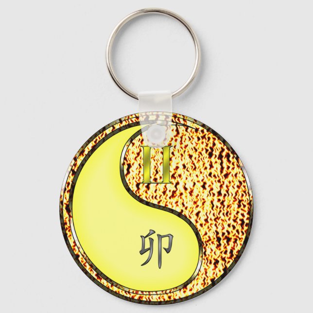 Gemini & Fire Rabbit Key Ring (Front)